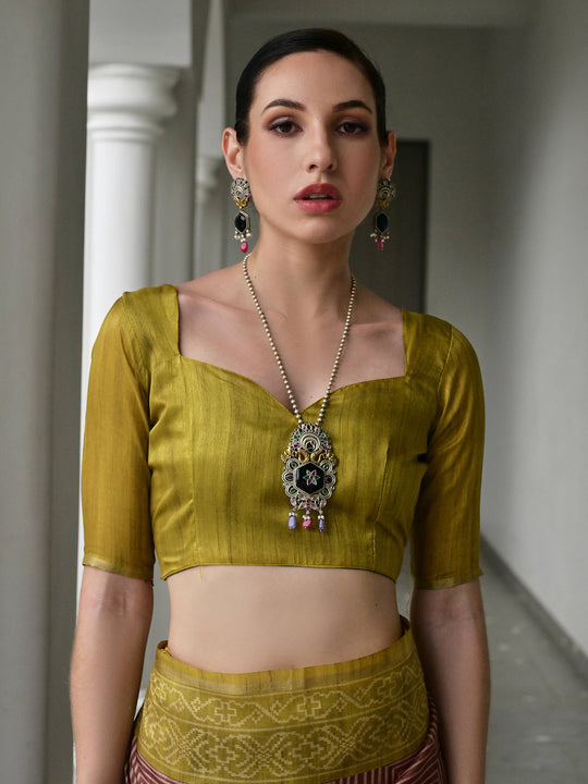Pista Soft Tussar Silk Saree With Blouse Piece