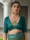 Rama Soft Tussar Silk Saree With Blouse Piece