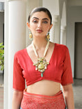 Red Soft Tussar Silk Saree With Blouse Piece