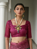 Wine Soft Tussar Silk Saree With Blouse Piece