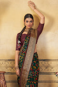 Bottle Green Digital Print Saree