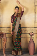 Bottle Green Digital Print Saree