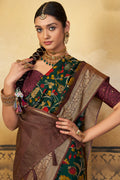 Bottle Green Digital Print Saree