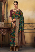 Bottle Green Digital Print Saree