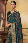 Emerald Green Digital Print Saree