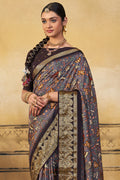 Pewter Grey Digital Print Saree