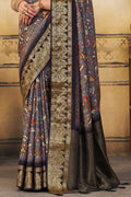 Pewter Grey Digital Print Saree