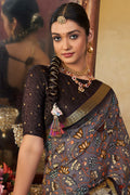 Pewter Grey Digital Print Saree