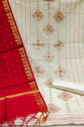 Ivory Beige Modal Chanderi Dress Material- Unstitched