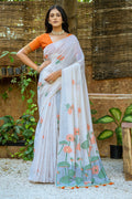 Orange Muga Cotton Saree With Blouse Piece