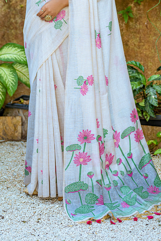 Pink Muga Cotton Saree With Blouse Piece