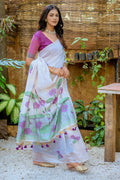 Violet Muga Cotton Saree With Blouse Piece