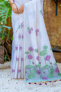 Violet Muga Cotton Saree With Blouse Piece