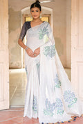 Blue Muga Cotton Saree With Blouse Piece