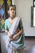 Muga Cotton Saree Featuring Beautiful Kalamkari Thread Weaving