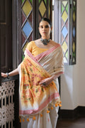 Muga Cotton Saree Featuring Beautiful Kalamkari Thread Weaving