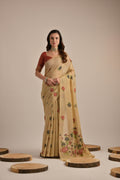 Muga Cotton Saree Featuring Beautiful Floral Thread Weaving