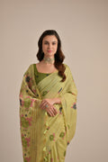 Muga Cotton Saree Featuring Beautiful Floral Thread Weaving