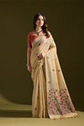 Muga Cotton Saree Featuring Beautiful Floral Thread Weaving