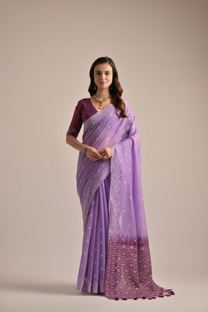Muga Cotton Saree Featuring Beautiful Thread Weaving