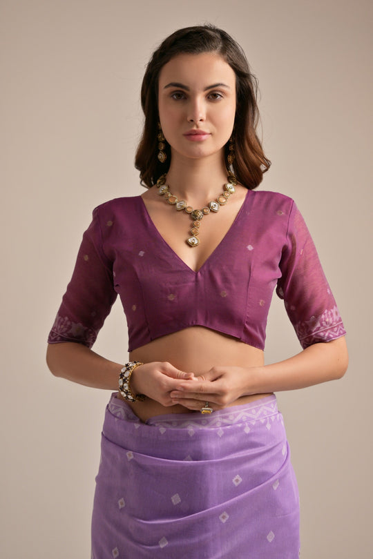 Muga Cotton Saree Featuring Beautiful Thread Weaving