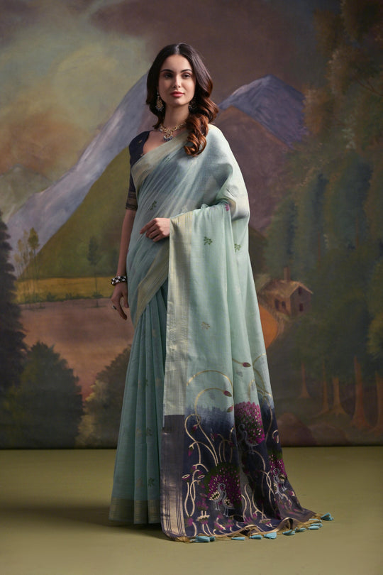 Muga Cotton Saree Featuring Beautiful Thread Weaving