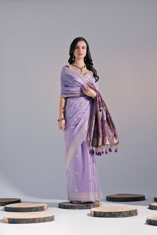 Muga Cotton Saree Featuring Beautiful Thread Weaving