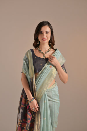Muga Cotton Saree Featuring Beautiful Thread Weaving