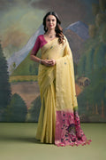 Muga Cotton Saree Featuring Beautiful Thread Weaving