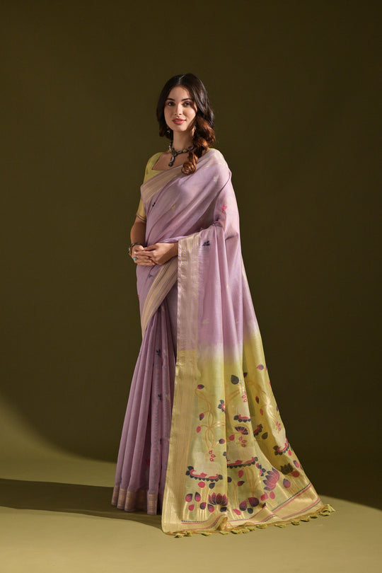 Muga Cotton Saree Featuring Beautiful Thread Weaving