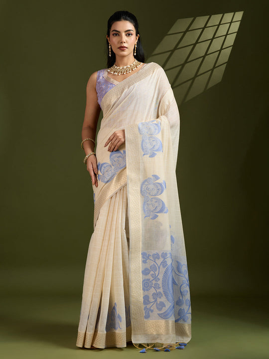 Muga Cotton Saree Featuring Beautiful Checks Thread Weaving