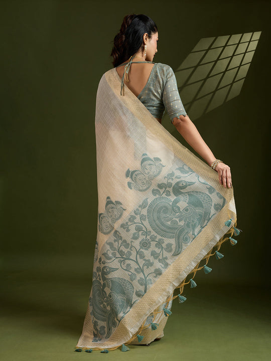 Muga Cotton Saree Featuring Beautiful Checks Thread Weaving