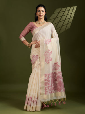 Muga Cotton Saree Featuring Beautiful Checks Thread Weaving
