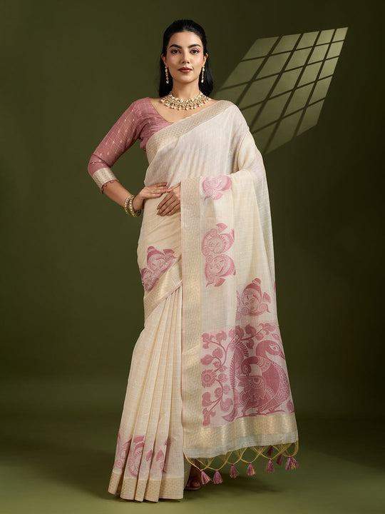 Muga Cotton Saree Featuring Beautiful Checks Thread Weaving