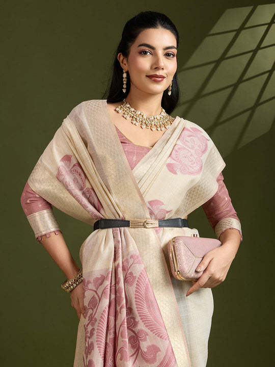 Muga Cotton Saree Featuring Beautiful Checks Thread Weaving