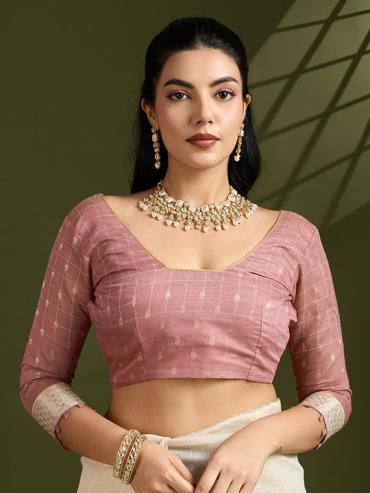 Muga Cotton Saree Featuring Beautiful Checks Thread Weaving