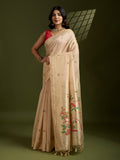 Muga Cotton Saree Featuring Beautiful Floral Thread Weaving