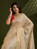 Muga Cotton Saree Featuring Beautiful Floral Thread Weaving