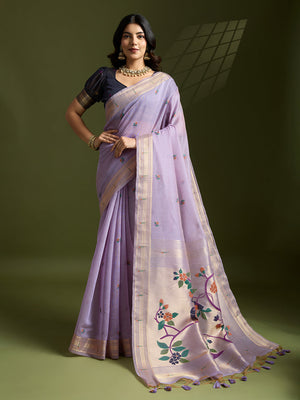 Muga Cotton Saree Featuring Beautiful Floral Thread Weaving