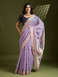 Muga Cotton Saree Featuring Beautiful Floral Thread Weaving