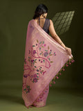 Muga Cotton Saree Featuring Beautiful Floral Thread Weaving