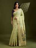 Muga Cotton Saree Featuring Beautiful Floral Thread Weaving