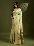 Muga Cotton Saree Featuring Beautiful Floral Thread Weaving