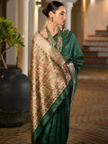 Green Soft Tussar Silk Saree With Blouse Piece
