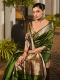 Mahendi Soft Tussar Silk Saree With Blouse Piece