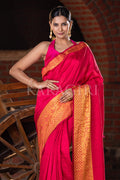 Carmine Red Mysore Silk Saree