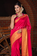 Carmine Red Mysore Silk Saree