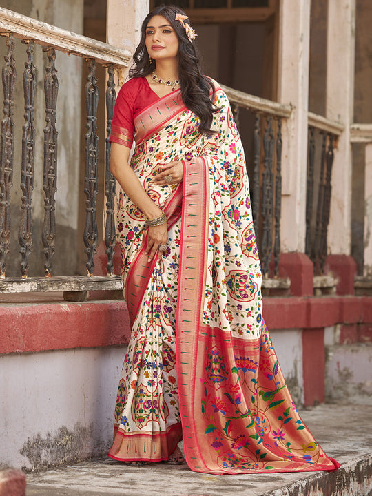 White Pure Viscose Saree With Blouse Piece