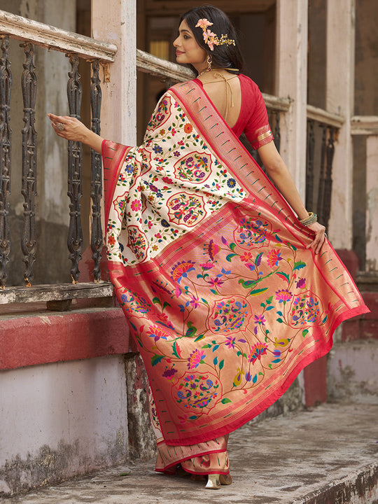 White Pure Viscose Saree With Blouse Piece