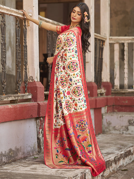 White Pure Viscose Saree With Blouse Piece